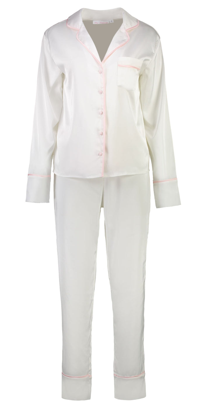 Georgie Long PJ Set - White/ Blush - XL & 2XL only