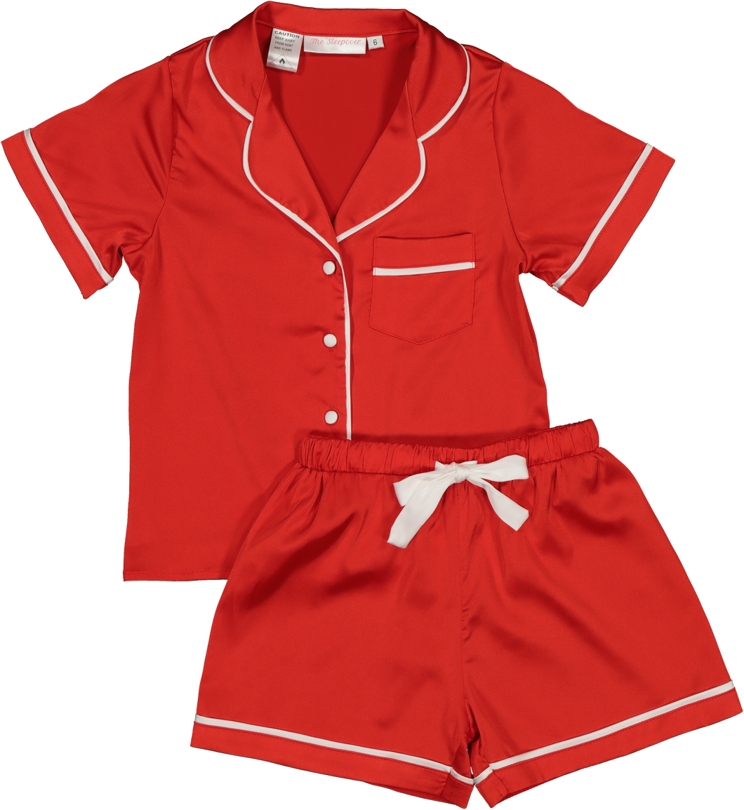 Sienna Mini Short PJ Set - Red/White